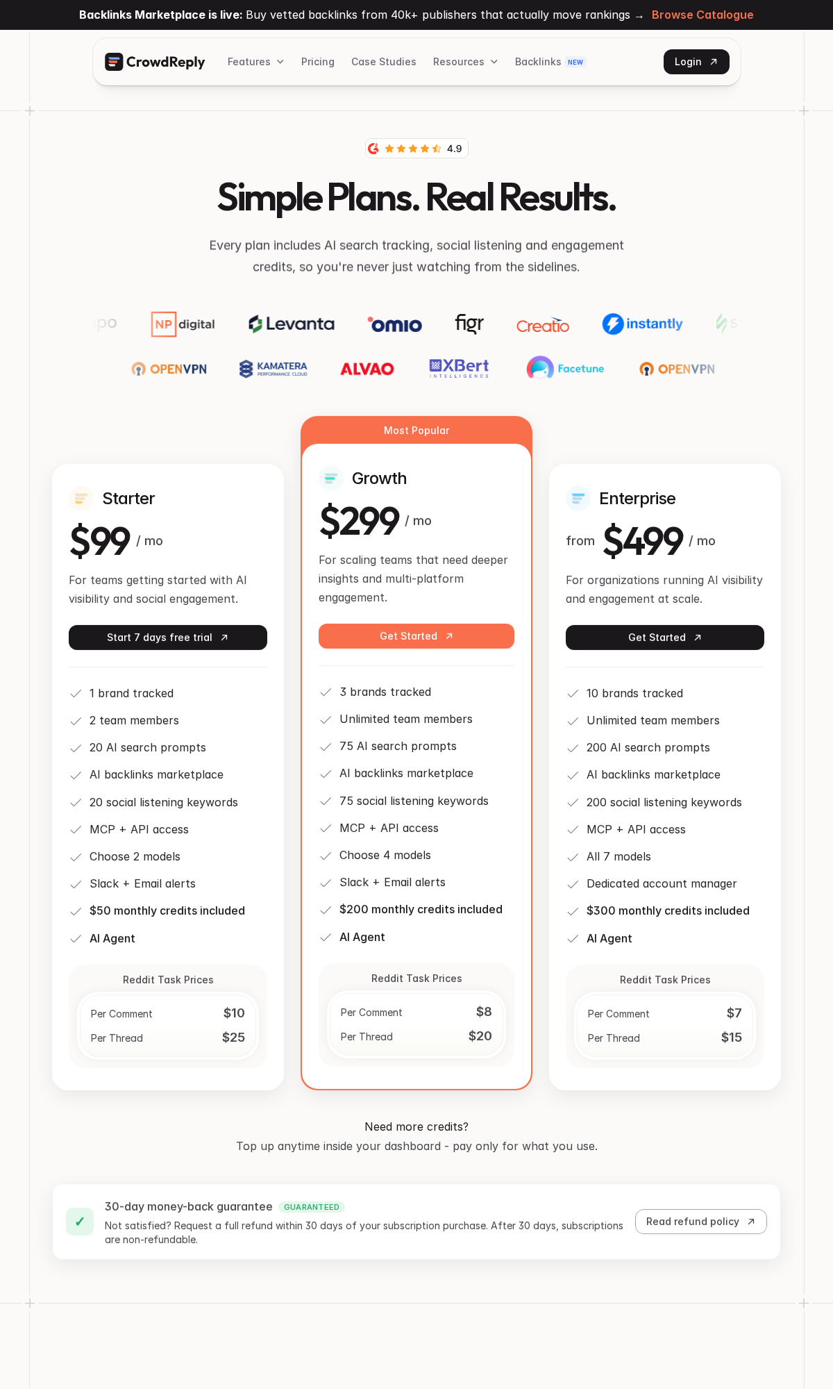 CrowdReply pricing — Simple Plans. Real Results. G2 rating 4.9